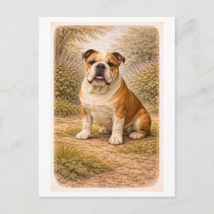 Bulldogge im Vintage-Stil Postkarte