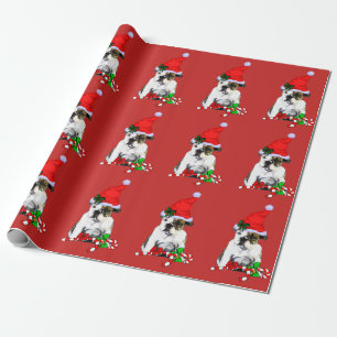 Bulldogge im Weihnachtsmannmütze-Weihnachten Geschenkpapier