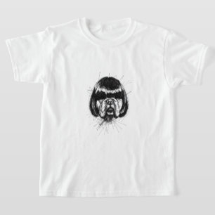 Bulldogge in einer Perücke (Stil 4) Fine Art T-Shirt