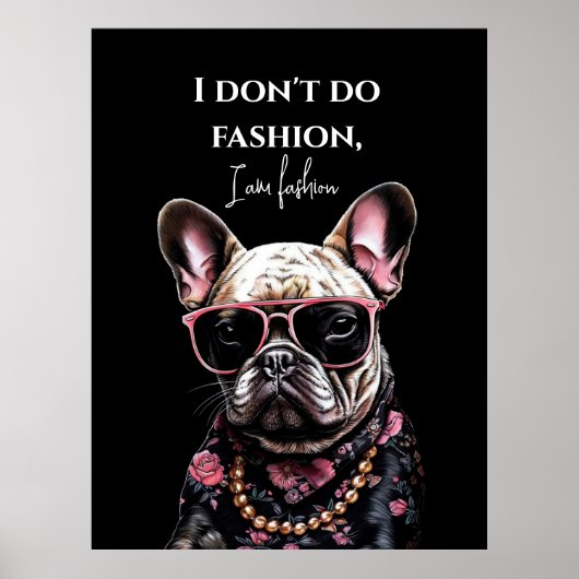 Bulldogge in hawaiianischem Shirt und Sonnenbrille Poster (Vorne)