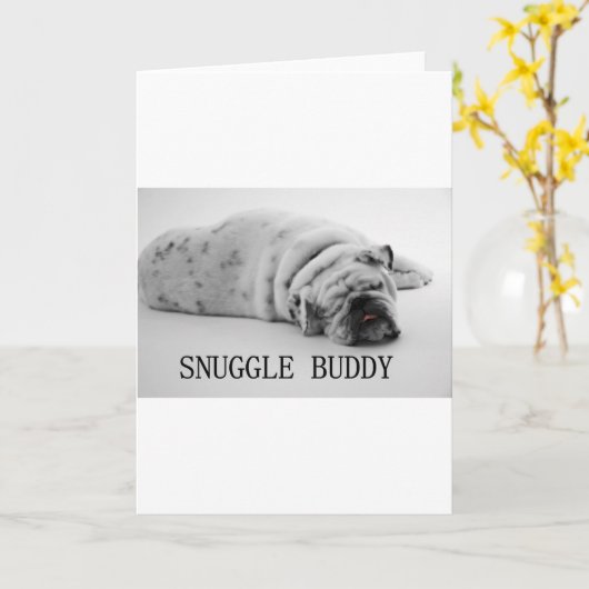 Bulldogge Karte (Gelbe Blume)