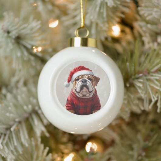 Bulldogge Keramik Kugel-Ornament (Baum)