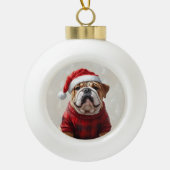 Bulldogge Keramik Kugel-Ornament (Vorderseite)