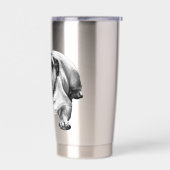 Bulldogge leuchtet im festlichen Licht Thermobecher (Links)