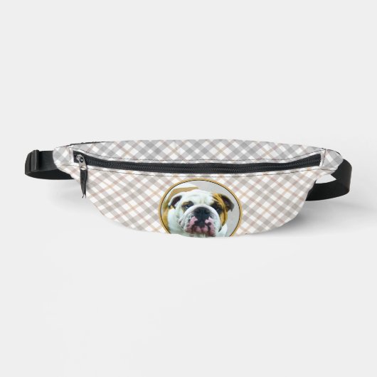 Bulldogge Malerei Rot und Weiß Englische Haustiere Bauchtasche (Vorderseite)