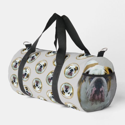 Bulldogge Malerei Rot und Weiß Englische Haustiere Duffle Bag (Rechte Ecke)