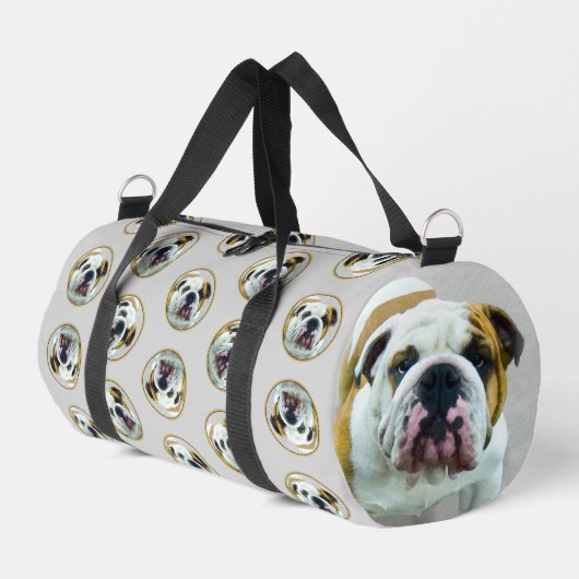 Bulldogge Malerei Rot und Weiß Englische Haustiere Duffle Bag (Linke Seite)