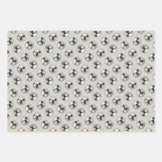 Bulldogge Malerei Rot und Weiß Englische Haustiere Geschenkpapier Set (Vorderseite)