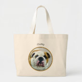 Bulldogge Malerei Rot und Weiß Englische Haustiere Jumbo Stoffbeutel (Vorne)