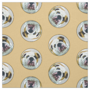 Bulldogge Malerei Rot und Weiß Englische Haustiere Stoff