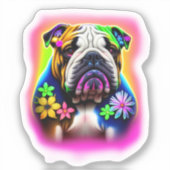 Bulldogge mit Aufkleber für Blume (Vorderseite)