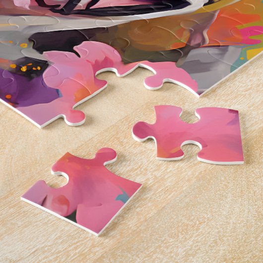 Bulldogge mit Blume Puzzle (Seite)