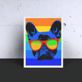 Bulldogge mit Brillengläsern Pop Art Poster