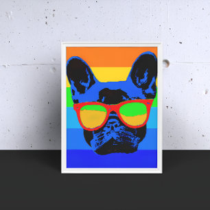 Bulldogge mit Brillengläsern Pop Art Poster