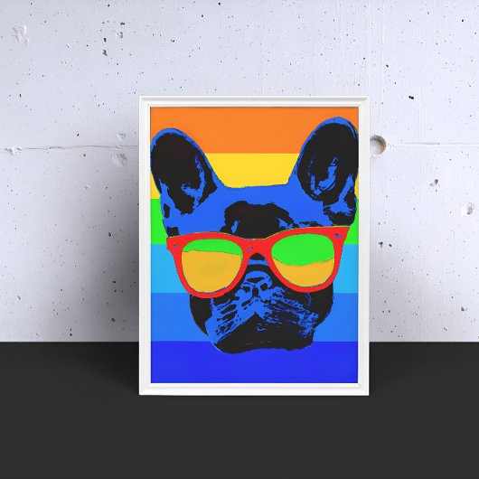 Bulldogge mit Brillengläsern Pop Art Poster