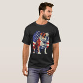 Bulldogge mit Flaggendarstellung der US Flagge T-Shirt (Vorne ganz)