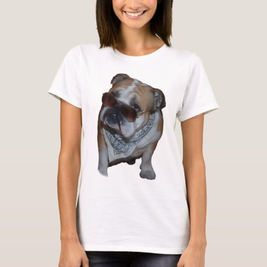 Bulldogge mit Gläsern T-Shirt (Vorderseite)
