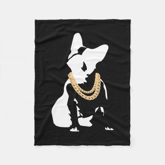 Bulldogge mit Goldklee Fleecedecke (Vorderseite)