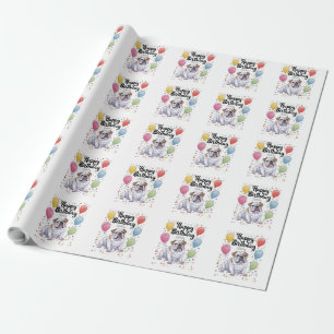 Bulldogge mit Luftballons Geschenkpapier