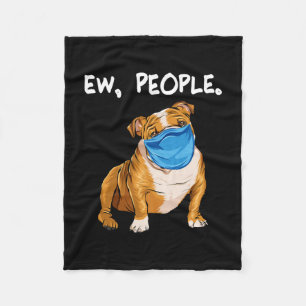 Bulldogge mit Maske  Fleecedecke