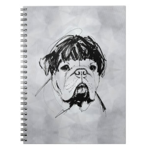 Bulldogge mit Perücke (Stil 2) Fine Art Notizblock