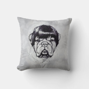 Bulldogge mit Perücke (Stil 3) Fine Art Kissen