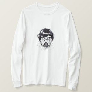 Bulldogge mit Perücke (Stil 3) Fine Art T-Shirt