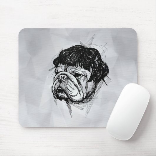 Bulldogge mit Perücke (Stil 7) Fine Art Mousepad (Mit Mouse)