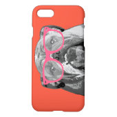 Bulldogge mit rosa Glas-niedlichem lustigem iPhone Hülle (Rückseite)