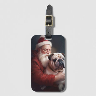 Bulldogge mit Weihnachtsmann Festive Weihnachten Gepäckanhänger