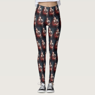 Bulldogge mit Weihnachtsmann Festive Weihnachten Leggings