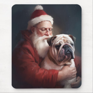 Bulldogge mit Weihnachtsmann Festive Weihnachten  Mousepad