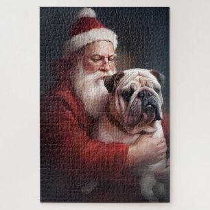 Bulldogge mit Weihnachtsmann Festive Weihnachten  Puzzle