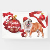Bulldogge mit Weihnachtsmützenbällen B Banner (Horizontal)