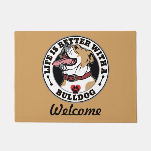 Bulldogge Personalisiertes Leben besser mit einem Fußmatte (Vorderseite)