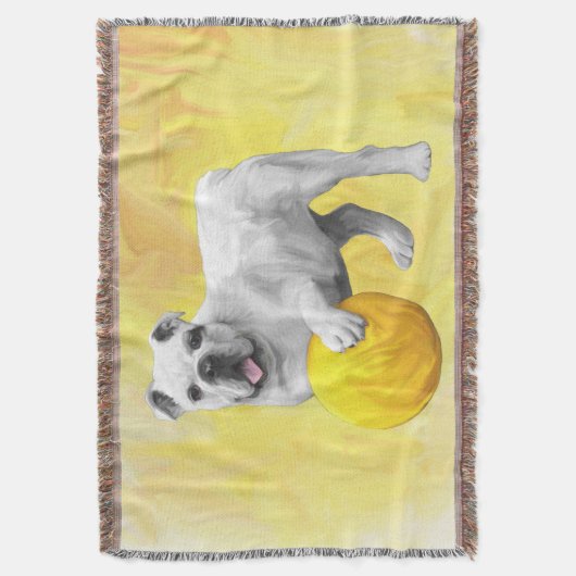 Bulldogge Playing mit Ball Wasserfarbe Art Malerei Decke (Vorderseite Vertikal)
