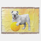 Bulldogge Playing mit Ball Wasserfarbe Art Malerei Decke (Vorderseite)