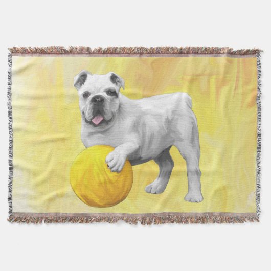 Bulldogge Playing mit Ball Wasserfarbe Art Malerei Decke (Vorderseite)