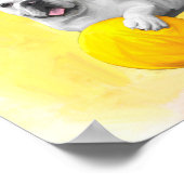 Bulldogge Playing mit Ball Wasserfarbe Art Malerei Poster (Ecke)