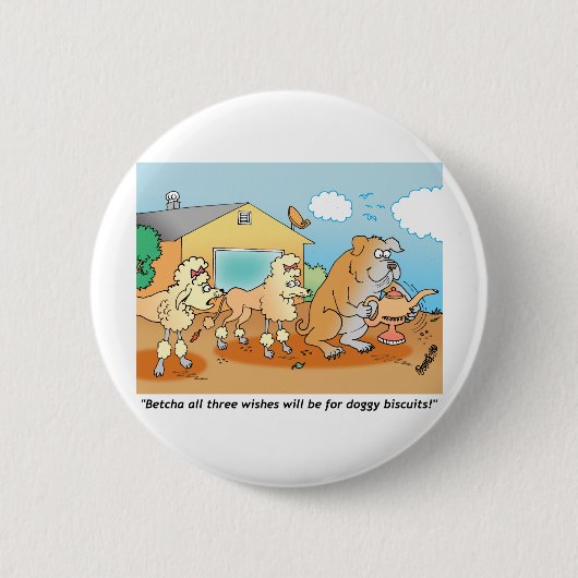 Bulldogge - Pudel-Cartoon-Geschenke Button (Vorderseite)