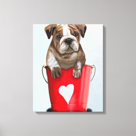 Bulldogge Rot-Liebe Leinwanddruck (Vorderseite)