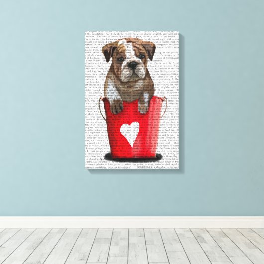 Bulldogge Rot-Liebe Leinwanddruck (Insitu (Holzboden))