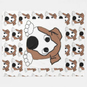 Bulldogge, Rot-Weiß-Pinkel-Cartoon Fleecedecke (Vorderseite (Horizontal))