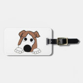 Bulldogge, Rot-Weiß-Pinkel-Cartoon Gepäckanhänger (Vorderseite horizontal)
