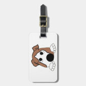 Bulldogge, Rot-Weiß-Pinkel-Cartoon Gepäckanhänger (Vorderseite vertikal)