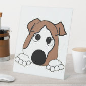 Bulldogge, Rot-Weiß-Pinkel-Cartoon Sockelschild (In Situ)