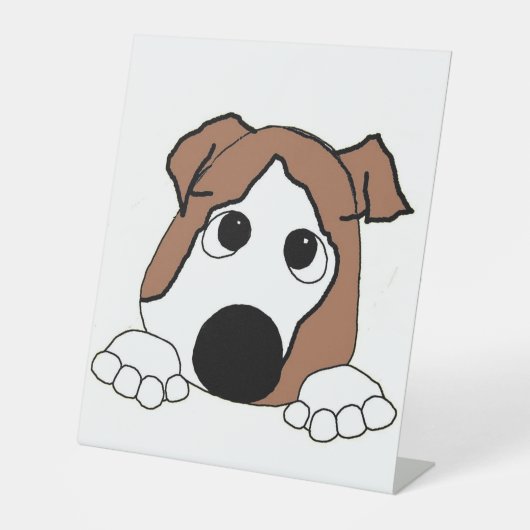 Bulldogge, Rot-Weiß-Pinkel-Cartoon Sockelschild (Vorderseite)