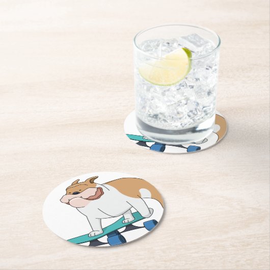 Bulldogge Runder Pappuntersetzer (Vor Ort)