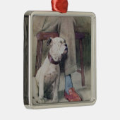 Bulldogge Silbernes Ornament (Rechts)