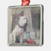 Bulldogge Silbernes Ornament (Links)